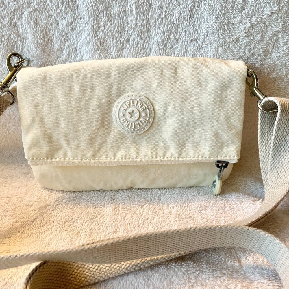 Kipling Lynne 3-in-1 Convertible Crossbody Belt Bag Clutch Cream